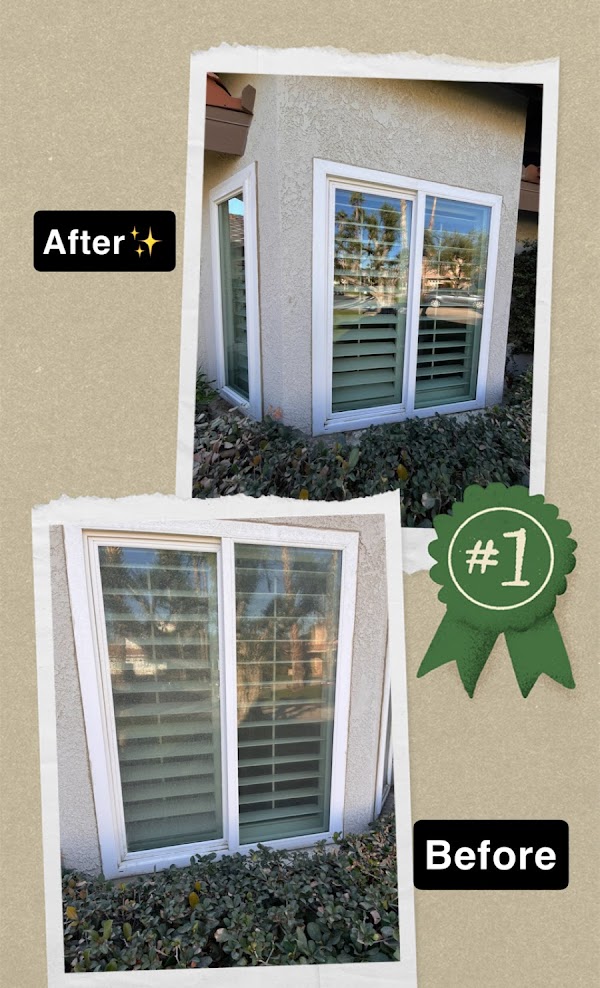 Before and after window cleaning result
